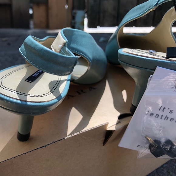 Mint green Zara low pointy kitten heels - Picture 4 of 6